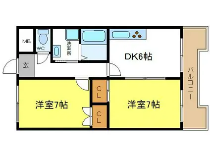 ニューロータスライフ(2DK/8階)の間取り写真