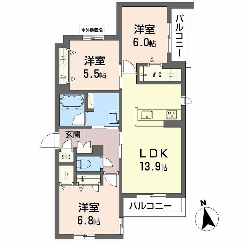 シャーメゾン伽羅橋(3LDK/3階)の間取り写真