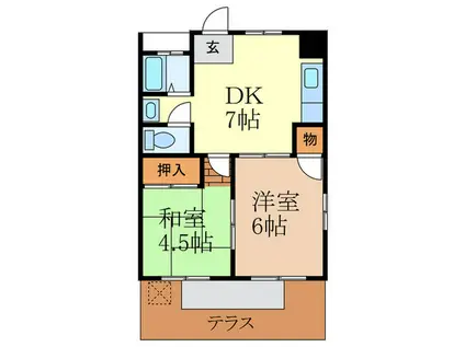 陸光ハイツ(2DK/1階)の間取り写真