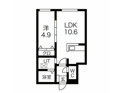 ASTEROPE厚別南(1LDK/3階)の間取り写真