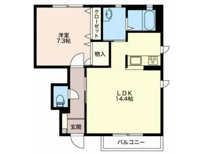 シャルマン小林II(1LDK/1階)の間取り写真