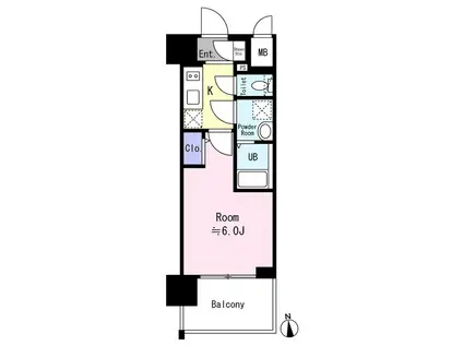 エスリード大阪城イースト(1K/6階)の間取り写真