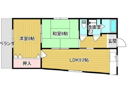 アヴィタシオン壱番館(2LDK/4階)の間取り写真