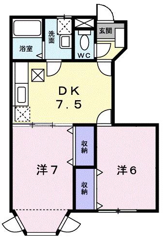 パルクフローランテ(2DK/1階)の間取り写真