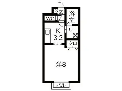 シャルムII(1K/2階)の間取り写真