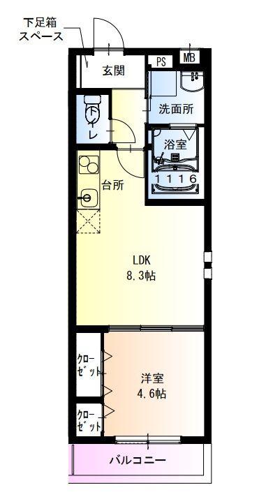 フジパレス百舌鳥駅東(1LDK/2階)の間取り写真