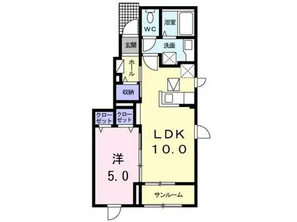 グランツ(1LDK/1階)の間取り写真