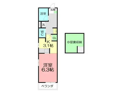 TMタウンホーム(1K/2階)の間取り写真