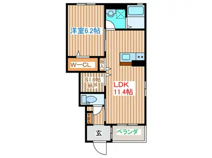 メゾン・ド・アプリコット(1SLDK/1階)の間取り写真