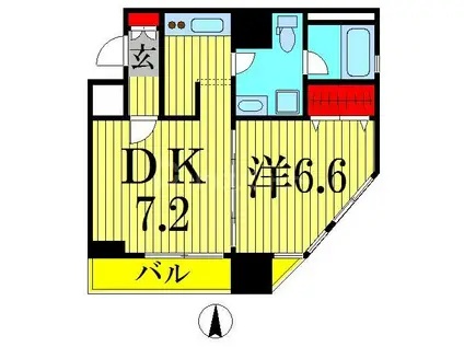 ドゥーエ両国(1DK/2階)の間取り写真