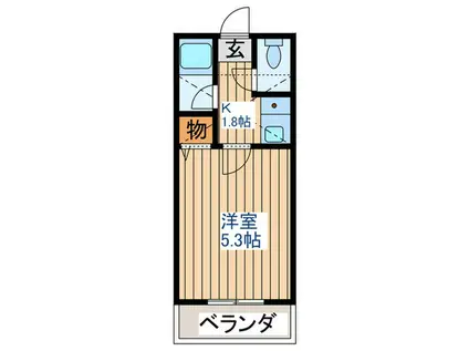 エクセルシャトー中田(1K/1階)の間取り写真