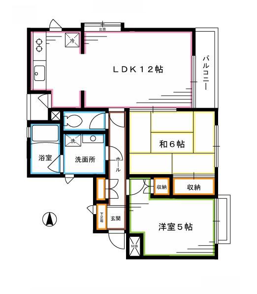 フォレストV(2LDK/2階)の間取り写真