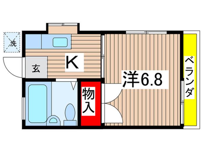 プチハウス(1K/2階)の間取り写真