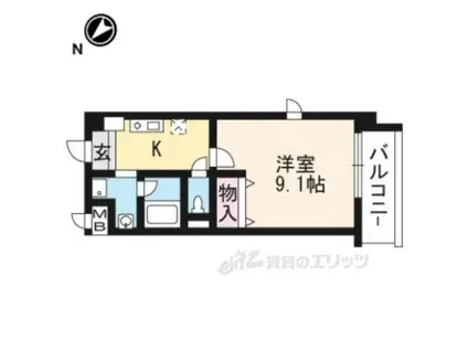 プリエール南草津(1K/2階)の間取り写真