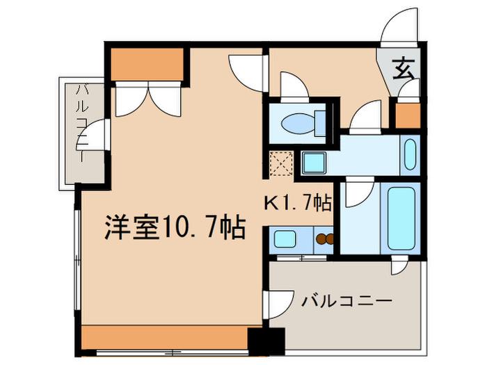 レジディア市ヶ谷(1K/2階)の間取り写真