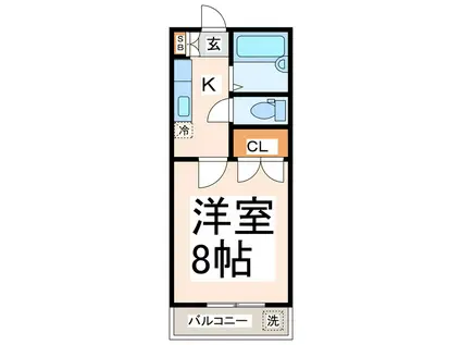 メイン黒髪(1K/1階)の間取り写真