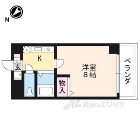 パレ南笠佐わらび(1K/6階)の間取り写真