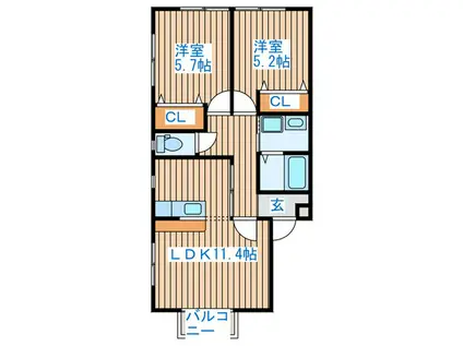 スカイフォレスト(2LDK/1階)の間取り写真