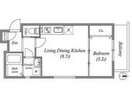 ル・レーヴ今津ノース(1LDK/2階)の間取り写真