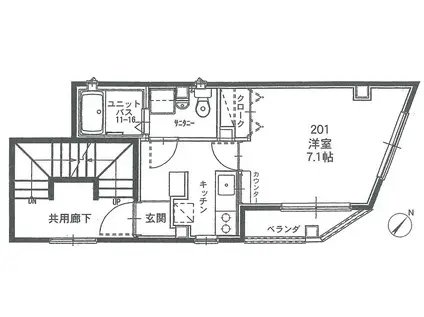 SUN RISE東晃(1K/2階)の間取り写真