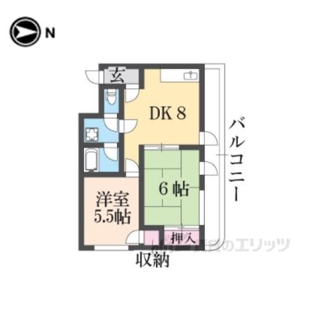 レスターテ2(2DK/3階)の間取り写真