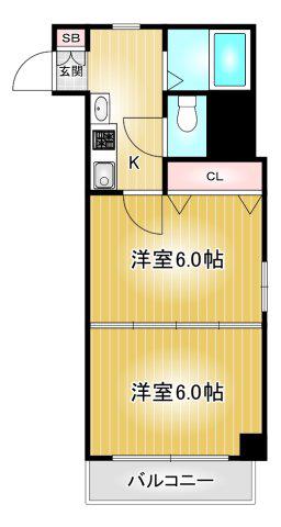 桜マンションII(2K/4階)の間取り写真