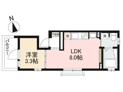 宮脇町レジデンス(1LDK/3階)の間取り写真