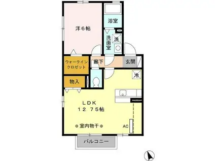 シエルハウスB(1LDK/2階)の間取り写真