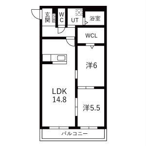 アーバンコート尾西(2LDK/2階)の間取り写真