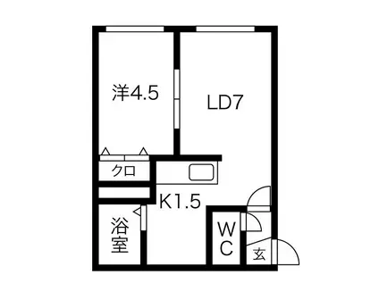 フォレストOKAPII(1LDK/3階)の間取り写真