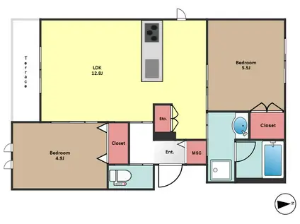 VESTA EBISU(2LDK/1階)の間取り写真
