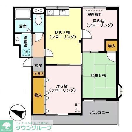 ヴァンベール南浦和(3DK/2階)の間取り写真