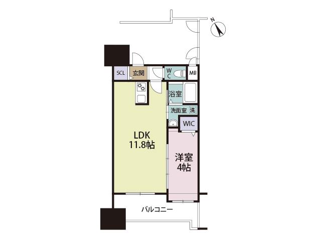 アポロ久留米東(1LDK/15階)の間取り写真