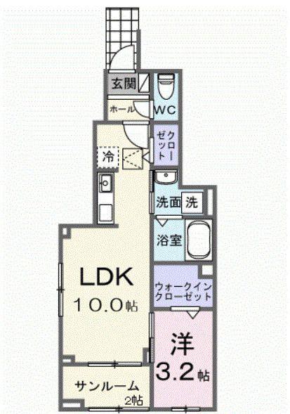 ヒカルサ西大宮(1LDK/1階)の間取り写真