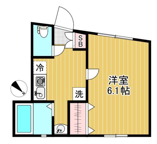 VILLAリバーサイド沼部(1K/1階)の間取り写真