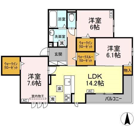 クレールブラン(3LDK/1階)の間取り写真