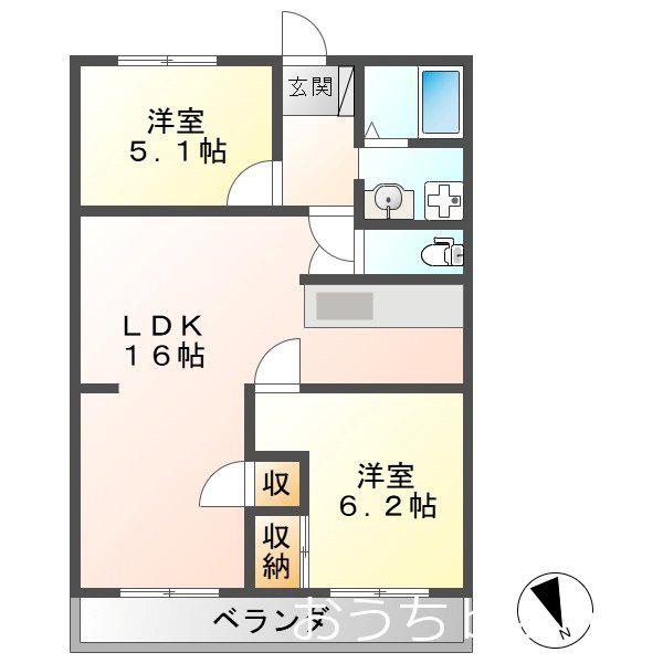 SUN HEIGHTS(2LDK/4階)の間取り写真