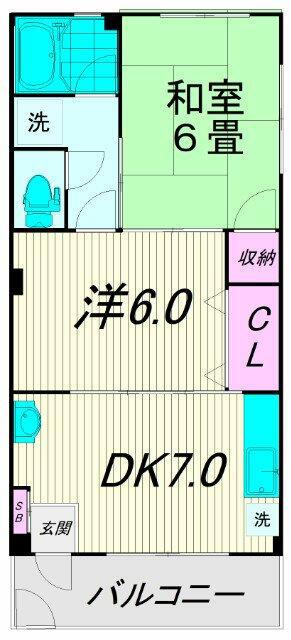 マンション富士(2DK/1階)の間取り写真