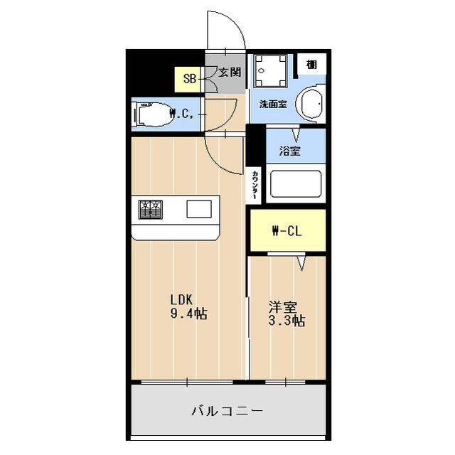 LIBTH竹下(1LDK/2階)の間取り写真