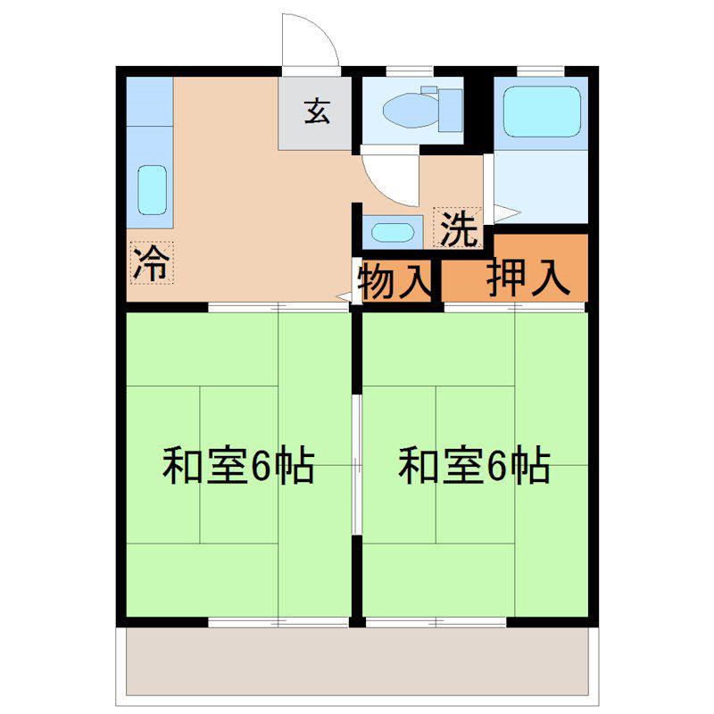 ハイムノムラB(2DK/2階)の間取り写真