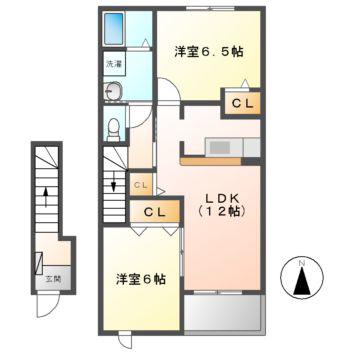 花メゾンB棟(2LDK/2階)の間取り写真