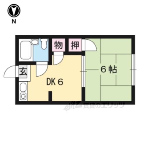音羽グリーンハイツ(1DK/2階)の間取り写真