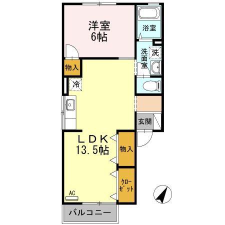 セジュール大町西(1LDK/1階)の間取り写真
