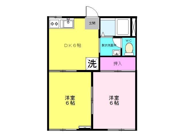 コーポラス仲島(2DK/2階)の間取り写真