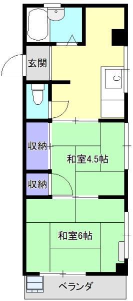 メゾンくすのき台(2DK/2階)の間取り写真