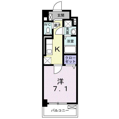ハッピーメゾン VI(1K/3階)の間取り写真