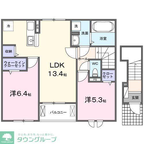 ヴァン リュミエール(2LDK/2階)の間取り写真