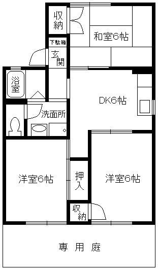 セジュール東加古川(3DK/1階)の間取り写真