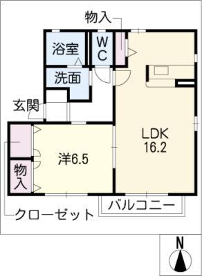フラット2(1LDK/1階)の間取り写真