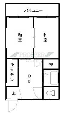 ピースハイツ長堂A棟(2DK/2階)の間取り写真